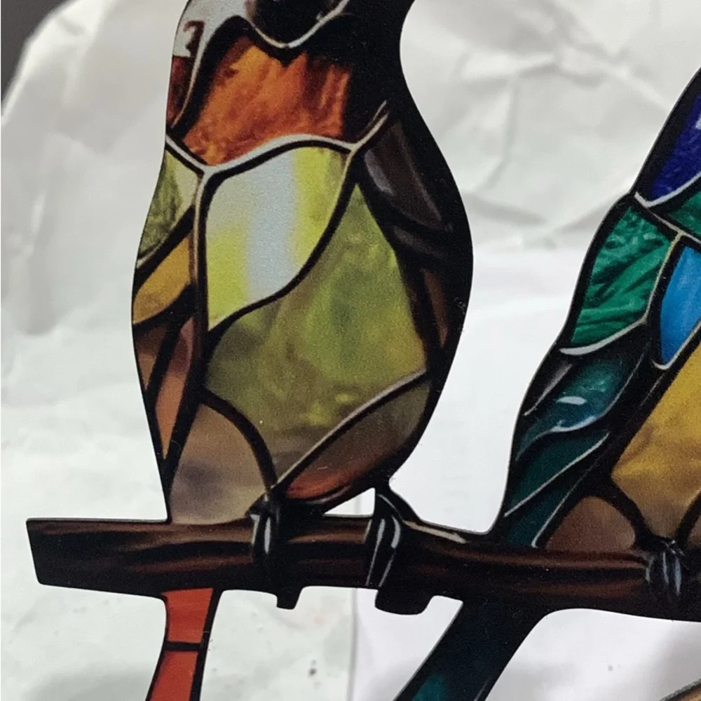 Colorful Stained Glass Bird Ornament